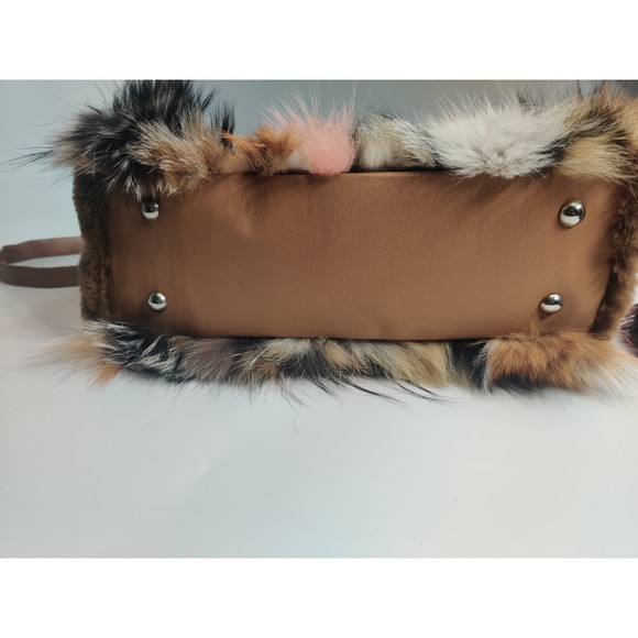 Real fox fur multicoloured bag with leather details brand is Befur on Etsy - Picture 10 of 16
